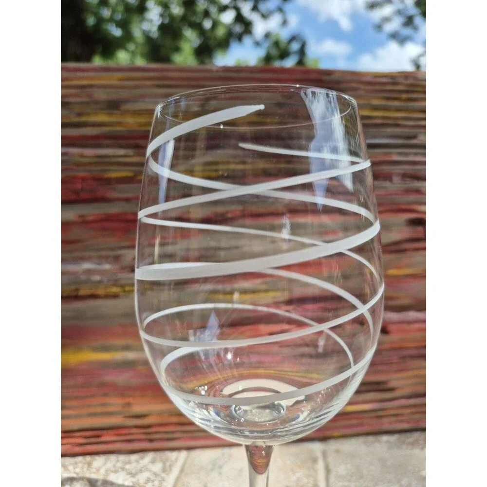 Mikasa  Cheers Set Of 2 Multi Motif Chrystal Balloon Wine Glasses Marked Mikasa